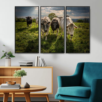 67277447-MGV-FC-48X32-3P_Black-Farmhouse Wall Art – Herd of Cows Canvas Print, Rustic Country Pasture Photography Decor for Bedroom, Living Room, Office, Ranch,