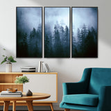 93439624-MGV-CV-36X24-Forest Wall Art – Misty Pine Trees Canvas Print, Moody Nature Photography Decor for Bedroom, Living Room, Office, Cabin, Lodge or
