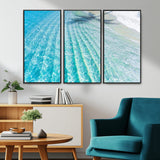 46233906-MGV-CV-36X24-Coastal Wall Art – Turquoise Ocean Waves and White Sand Canvas Print, Tropical Beach Photography Decor for Bedroom, Living Room,