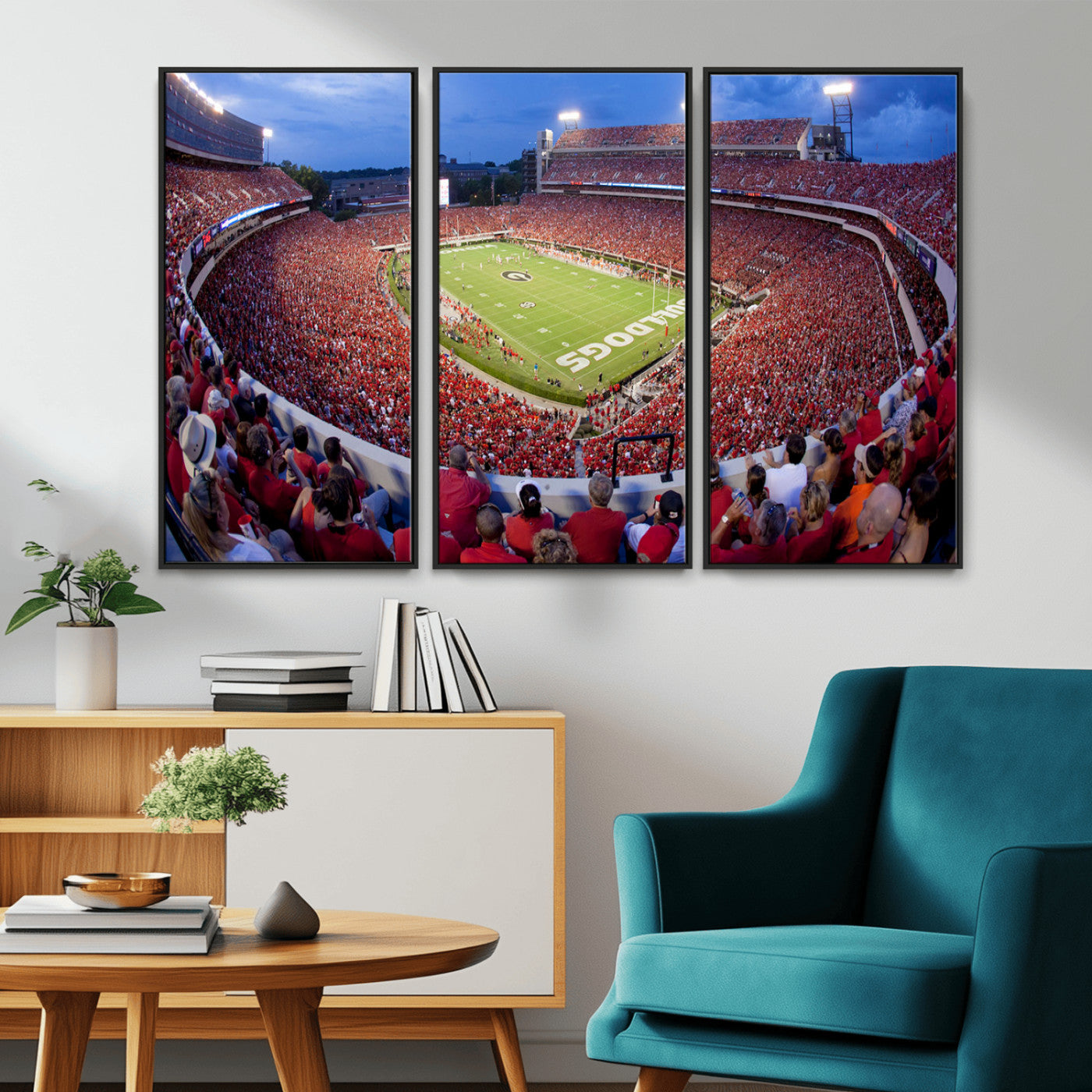 10244378-MGV-CV-36X24-Sanford Stadium Wall Art – Georgia Bulldogs Football Panoramic Evening Canvas Print, College Game Day Decor for Man Cave, Bar, or