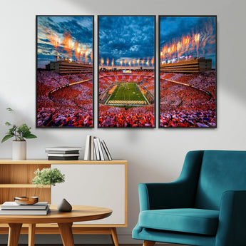 94266219-MGV-CV-36X24-Neyland Stadium Wall Art – Tennessee Volunteers Checkerboard Game Day Canvas Print, College Football Fireworks Decor for Man Cave