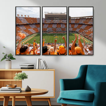 76011417-MGV-CV-36X24-Tennessee Volunteers Wall Art – Neyland Stadium Checkerboard Crowd Canvas Print, Vols Football Game Day Fan Perspective Sports