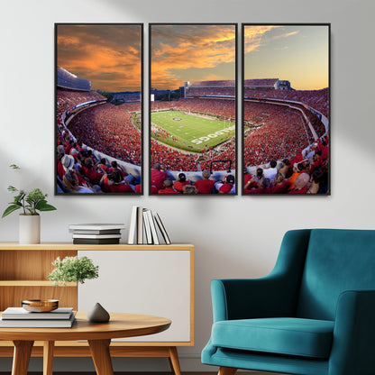 73680988-MGV-CV-36X24-Georgia Bulldogs Stadium Wall Art – Panoramic Football Field Canvas Print, Game Day Decor for Home, Office, Fan Cave, Sports