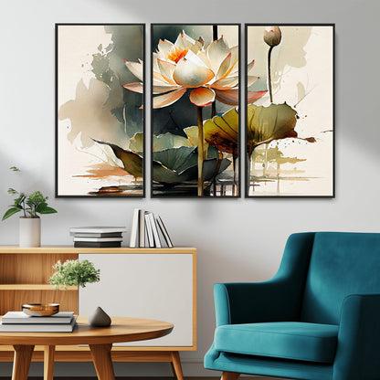 46359-MGV-CV-36X24-Lotus Blossom Wall Art Canvas Print, Framed Water Lily Art Picture Print, Zen Flower Perfect Zen Botanical Decor Artwork