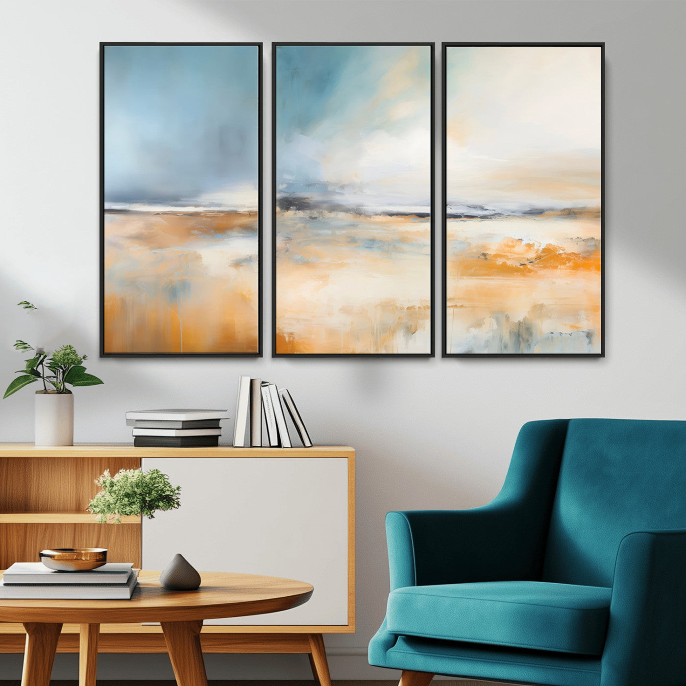 12135-MGV-CV-36X24-Soft Horizon Wall Art Canvas Print, Framed Golden Field Art Picture Print, Dreamy Horizon Perfect Minimalist Earthy Decor Artwork