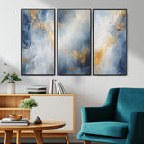 41836-MGV-FC-48X32-3P_Black-Abstract Gold Wall Art Canvas Print, Framed Blue Layers Art Picture Print, Elegant Cloud Perfect Elegant Minimalist Decor Artwork