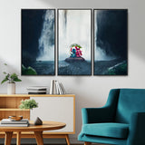 32259-MGV-CV-36X24-Stitch Angel Wall Art Canvas Print, Framed Stitch Waterfall Art Picture Print, Cartoon Couple Perfect Moody Fantasy Decor Artwork