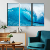 15566-MGV-CV-36X24-Ocean Wave Wall Art Canvas Print, Framed Curling Wave Art Picture Print, Vibrant Surf Wave Perfect Coastal Surf Decor Artwork