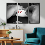 62460-MGV-CV-36X24-Poker Game Wall Art – Close Up of Hands Holding Aces with Chips, Casino Style Decor for Game Room, Man Cave or Office