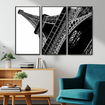 89033-MGV-CV-36X24-Eiffel Tower Wall Art – Dramatic Black and White Architectural Canvas Print, Modern Paris Decor for Office, Living Room or