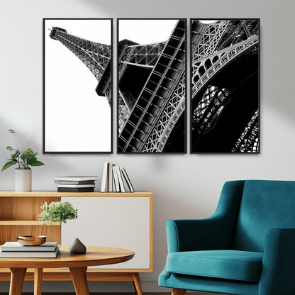 89033-MGV-CV-36X24-Eiffel Tower Wall Art – Dramatic Black and White Architectural Canvas Print, Modern Paris Decor for Office, Living Room or