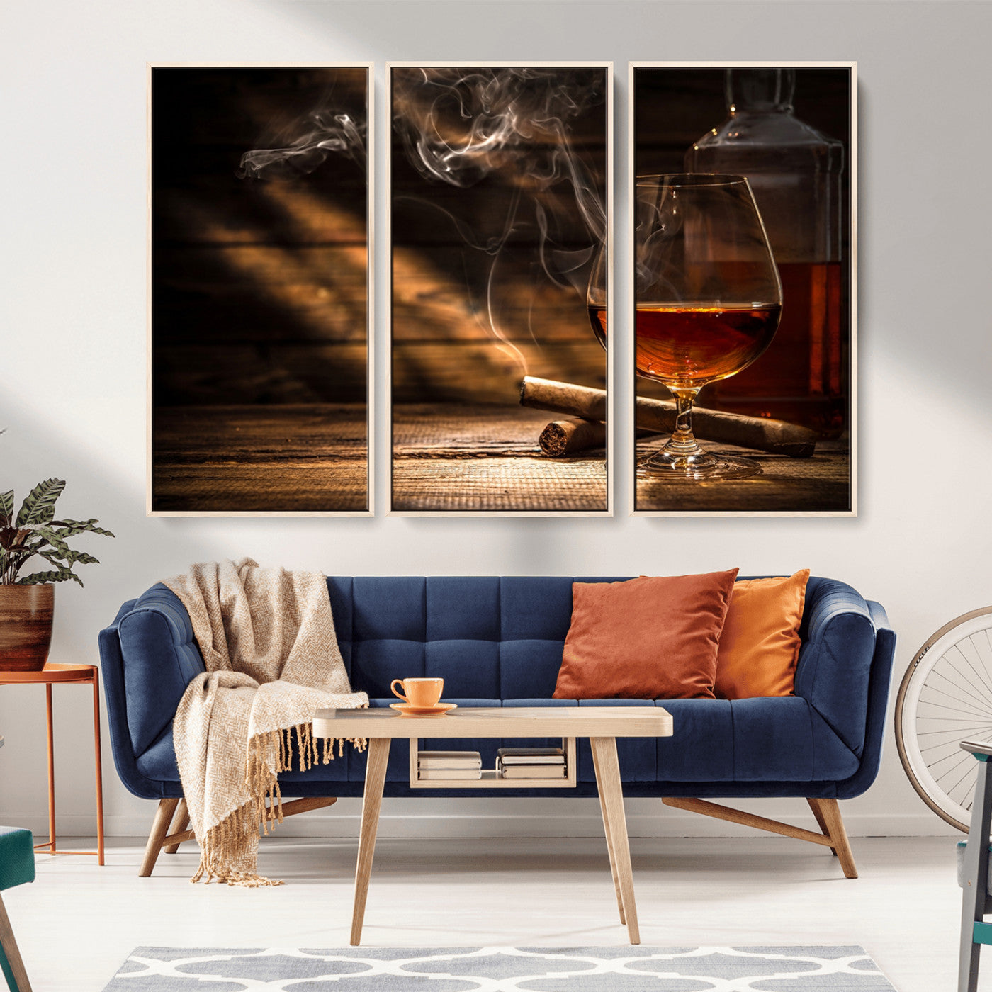 92305-MGV-CV-36X24-Whiskey & Cigar Wall Art – Moody Whiskey and Cigar Canvas Print, Sophisticated Bar or Home Lounge Decor for Office, Man Cave or