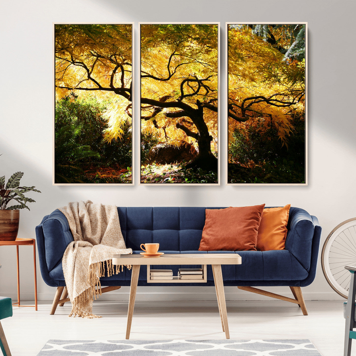 19067-MGV-CV-36X24-Golden Canopy Wall Art – Panoramic Autumn Tree Canvas Print, Warm Seasonal Decor for Living Room, Office or Garden Space