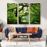 18094-MGV-CV-36X24-Emerald Canopy Wall Art – Panoramic Lush Green Tree Canvas Print, Serene Nature Decor for Office, Living Room or Meditation Space