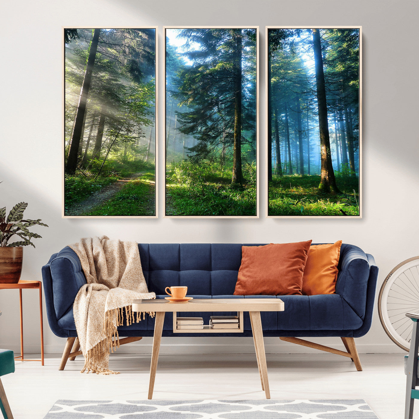 24634-MGV-CV-36X24-Mystic Forest Path Wall Art – Panoramic Morning Light Forest Canvas Print, Tranquil Nature Decor for Office, Living Room or