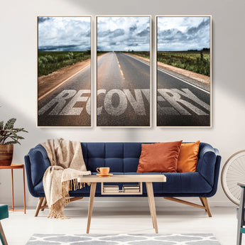 50743-MGV-FC-48X32-3P_Natural-Healing Road Wall Art – Motivational Highway Canvas Print, Inspirational Journey Decor for Office, Gym or Living Room