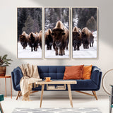 66871-MGV-CV-36X24-Bison Herd Wall Art – Wildlife Buffalo Canvas Print, Rustic Western Nature Photography Decor for Living Room, Office, Cabin, or