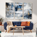 59716-MGV-FC-48X32-3P_Natural-Abstract Blue and Gold Wall Art – Modern Textured Canvas Print, Contemporary Painting for Living Room, Bedroom, or Office Decor