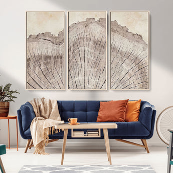 67528-MGV-CV-36X24-Wood Ring Wall Art Canvas Print, Framed Tree Ring Art Picture Print, Rustic Tree Ring Perfect Neutral Boho Decor Artwork