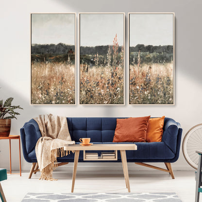 46308-MGV-CV-36X24-Wildflower Field Wall Art – Rustic Meadow Landscape Canvas Print, Country Nature Decor for Living Room, Bedroom or Farmhouse