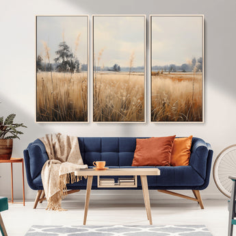 38193-MGV-CV-36X24-Golden Meadow Wall Art – Serene Grassland Landscape Canvas Print, Rustic Nature Decor for Bedroom, Living Room or Farmhouse