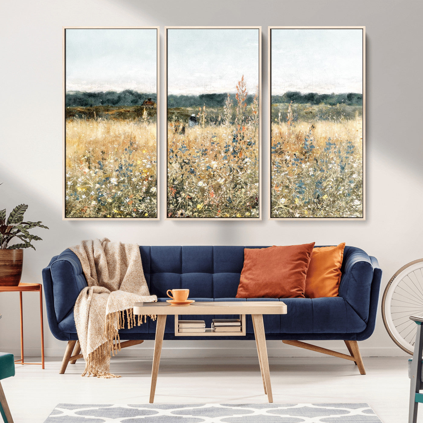 98941-MGV-CV-36X24-Wildflower Meadow Wall Art – Rustic Countryside Field Canvas Print and Vintage Nature Landscape Decor for Living Room, Bedroom or