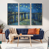 94605-MGV-CV-36X24-Starry Night Over the Rhone Wall Art – Vincent van Gogh Canvas Print, Famous Impressionist Painting for Living Room, Office