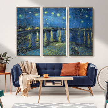 94605-MGV-CV-36X24-Starry Night Over the Rhone Wall Art – Vincent van Gogh Canvas Print, Famous Impressionist Painting for Living Room, Office
