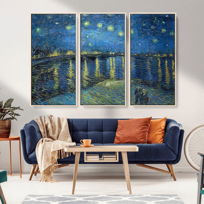 94605-MGV-CV-36X24-Starry Night Over the Rhone Wall Art – Vincent van Gogh Canvas Print, Famous Impressionist Painting for Living Room, Office