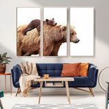 76943-MGV-CV-36X24-Mom Bear Wall Art Canvas Print, Framed Bear Photography Art Picture Print, Rustic Bear and Cub Perfect Rustic Farmhouse Decor