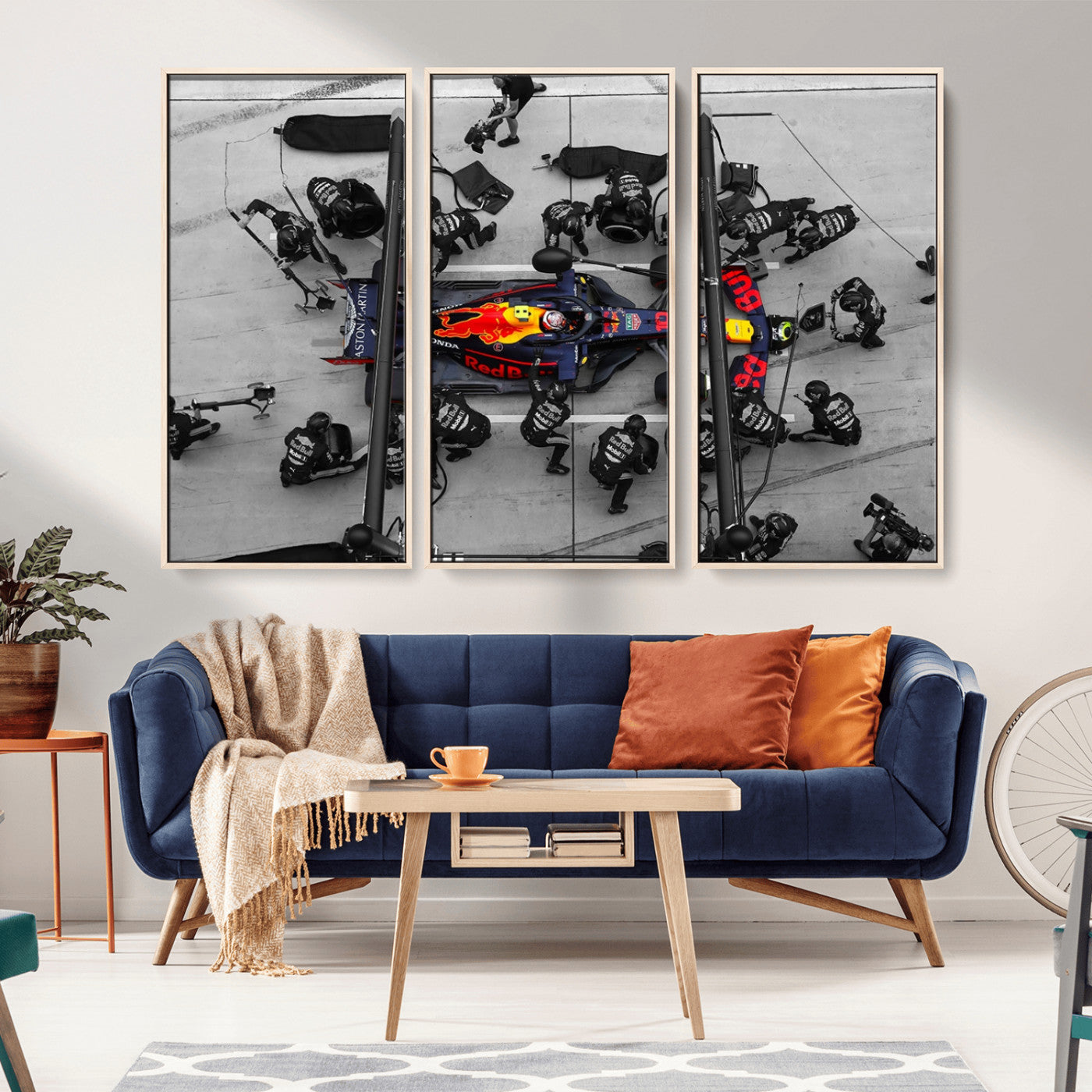 RedBull-MGV-CV-36X24-Formula 1 Wall Art Canvas Print, Framed Formula 1 Car Art Picture Print, Car Racing Perfect Minimalist Sport Decor Artwork