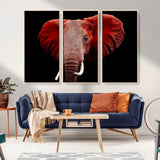 14788-MGV-CV-36X24-Red Elephant Wall Art – Bold Wildlife Canvas Print, African Safari Animal Decor for Living Room, Bedroom or Office