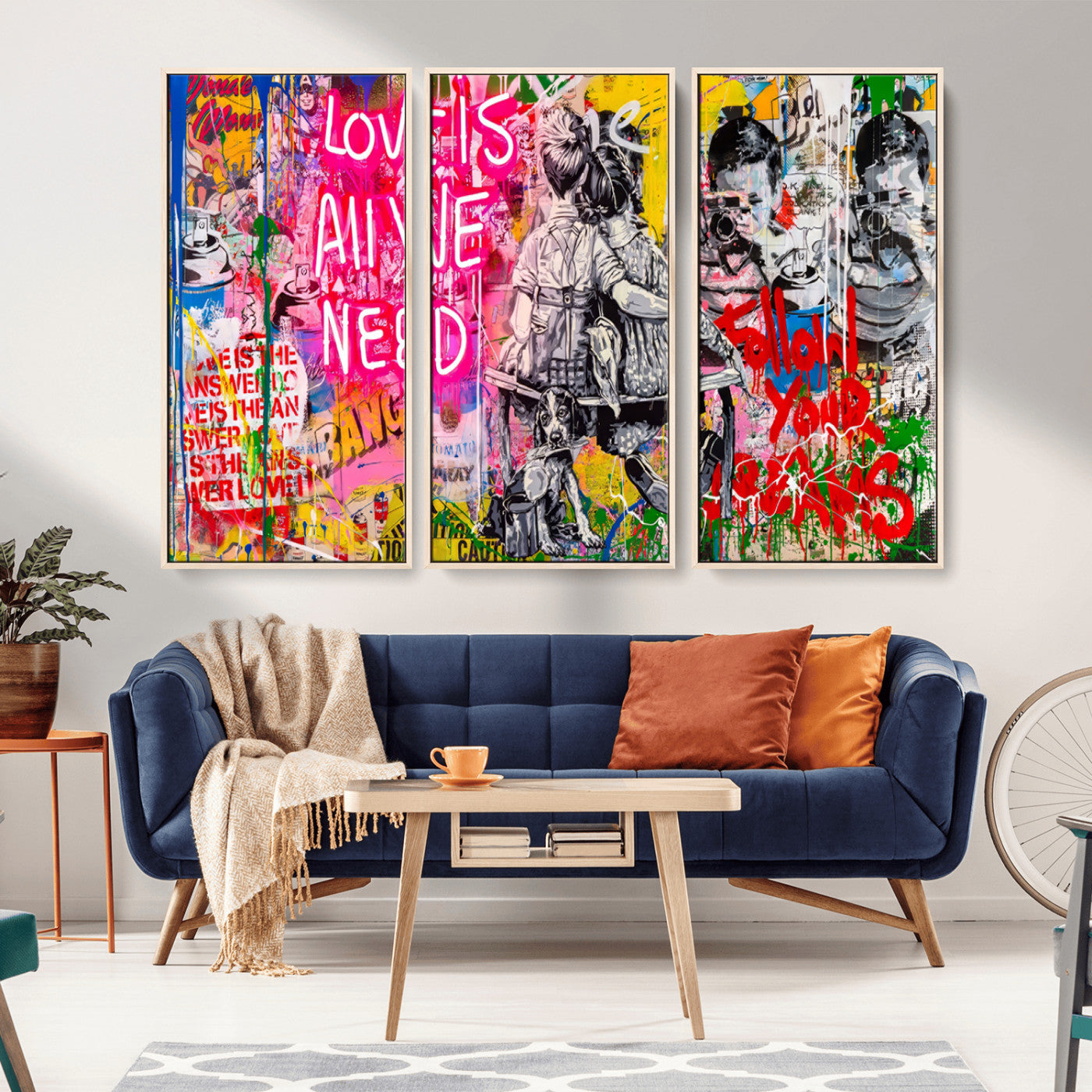 67019-MGV-CV-36X24-Love Is All We Need Wall Art – Colorful Graffiti Street Art Canvas Print, Modern Urban Pop Art Decor for Living Room, Bedroom,