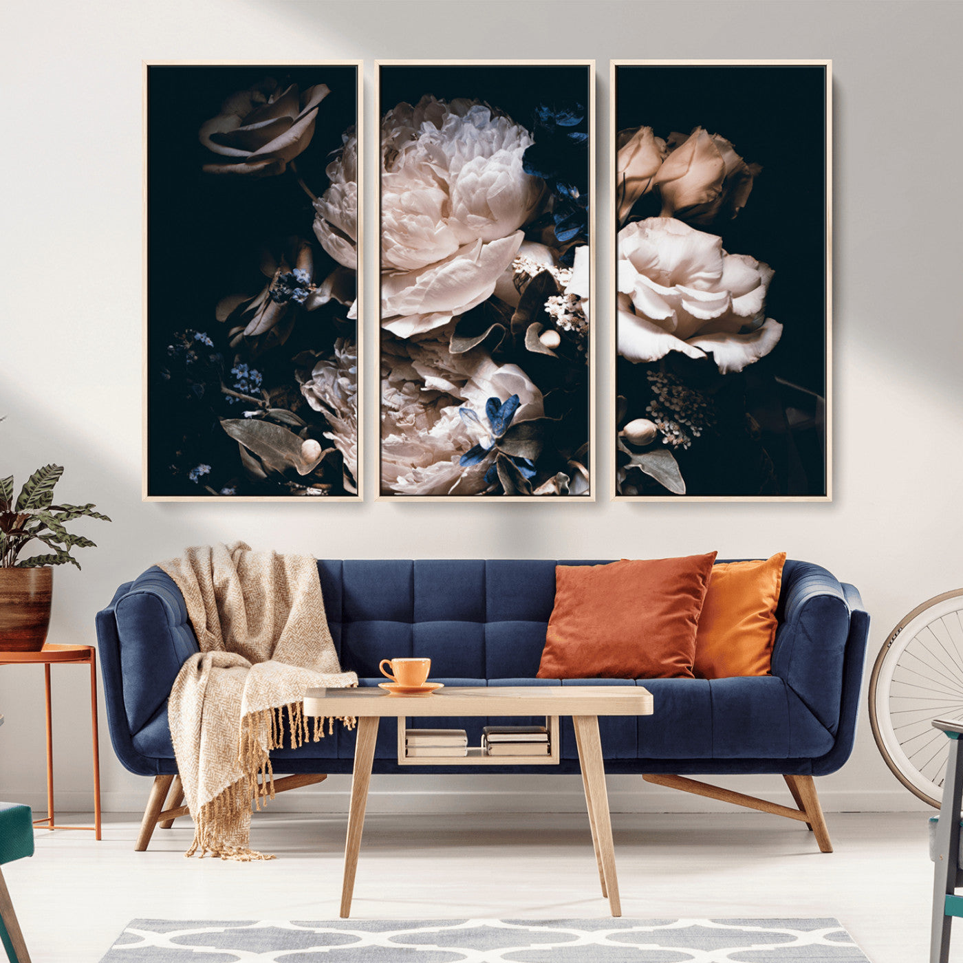 11214-MGV-CV-36X24-Dark Floral Wall Art – Moody Peony and Rose Canvas Print, Elegant Vintage Flower Artwork for Bedroom, Living Room, Office or