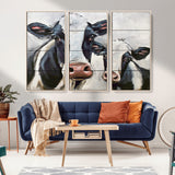 28934-MGV-CV-36X24-Farmhouse Cow Wall Art – Rustic Black and White Dairy Cattle Canvas Print, Country Barn Animal Painting for Kitchen, Living Room