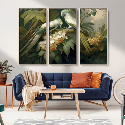 84047-MGV-CV-36X24-Tropical Birds Wall Art – Elegant Botanical Canvas Print, Exotic Nature Decor for Living Room, Bedroom or Office