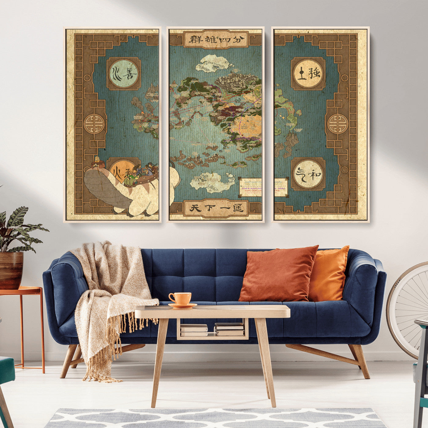 57832-MGV-CV-36X24-Fantasy World Map Wall Art – Vintage Style Illustrated Canvas Print Decorative Adventure Map Design, Rustic Antique Decor for