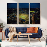 33588-MGV-FC-48X32-3P_Natural-Football Stadium Wall Art – Aerial Night Game Canvas Print Packed Field City Lights, Sports Photography Decor for Game Room, Man
