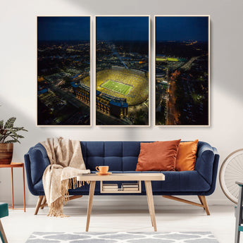 33588-MGV-FC-48X32-3P_Natural-Football Stadium Wall Art – Aerial Night Game Canvas Print Packed Field City Lights, Sports Photography Decor for Game Room, Man