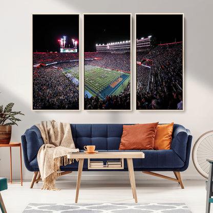 46899-MGV-FC-48X32-3P_Natural-Ben Hill Griffin Stadium Wall Art Canvas Print, Framed Football Stadium Art Picture Print, Florida Football Stadium Perfect Sport
