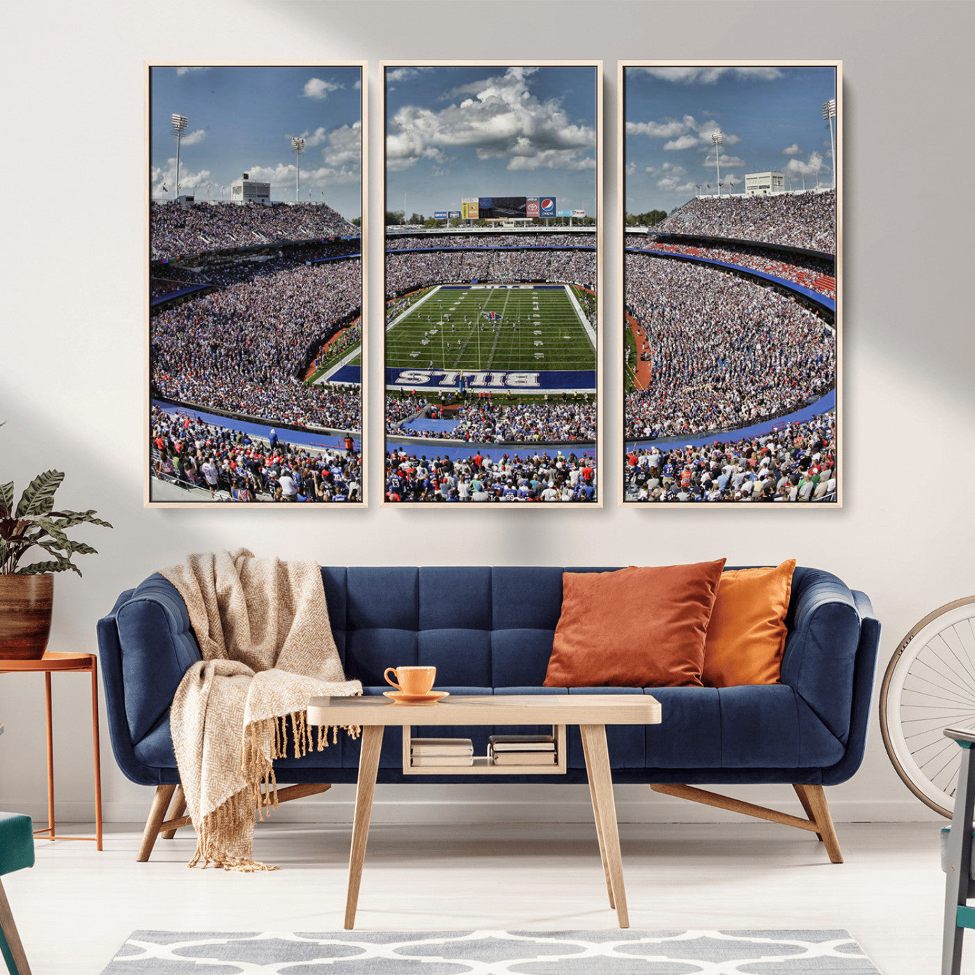 76491-MGV-FC-48X32-3P_Natural-Buffalo Bills Stadium Wall Art Canvas Print, Framed Bills Stadium Art Picture Print, Highmark Stadium Perfect Sport Room Decor