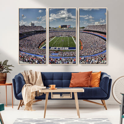 76491-MGV-FC-48X32-3P_Natural-Buffalo Bills Stadium Wall Art Canvas Print, Framed Bills Stadium Art Picture Print, Highmark Stadium Perfect Sport Room Decor