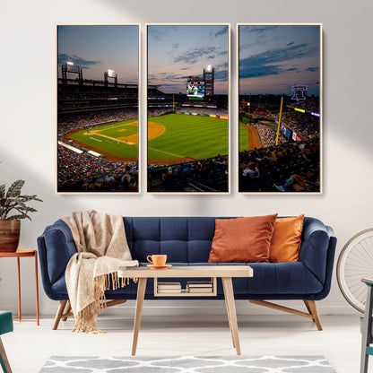 17415-MGV-FC-48X32-3P_Natural-Philadelphia Phillies Stadium Wall Art Canvas Print, Framed Citizens Bank Park Art Picture Print, Phillies Stadium Field Perfect