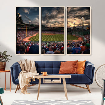 53432-MGV-CV-36X24-Fenway Park Stadium Wall Art Canvas Print, Framed Boston Baseball Stadium Art Picture Print, Massachusetts Fenway Park Perfect