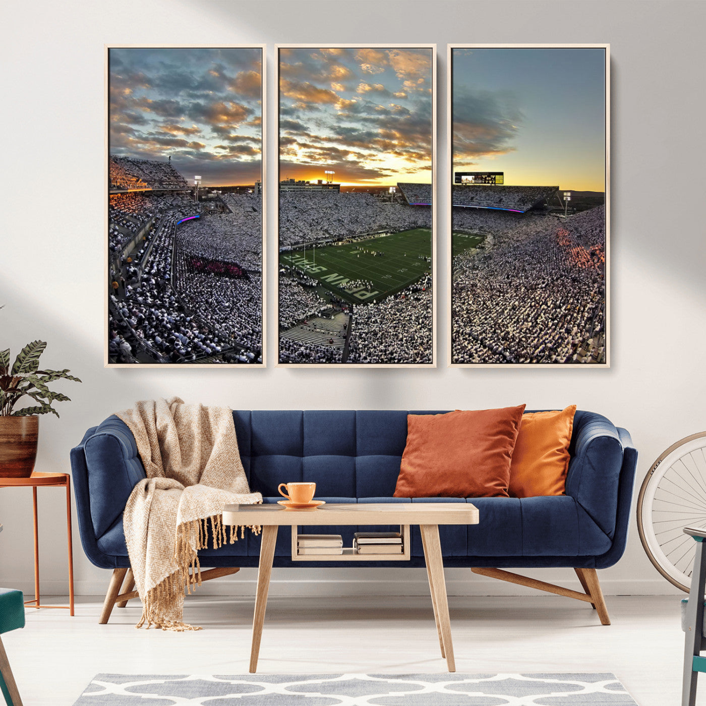 38807-MGV-CV-36X24-Beaver Stadium Wall Art Canvas Print, Framed Beaver Stadium Field Art Picture Print, Football Stadium Perfect Sport Room Decor