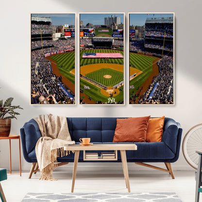 20879-MGV-CV-36X24-Yankee Stadium Wall Art Canvas Print, Framed New York Stadium Art Picture Print, Yankee Field Perfect Sport Room Decor Artwork