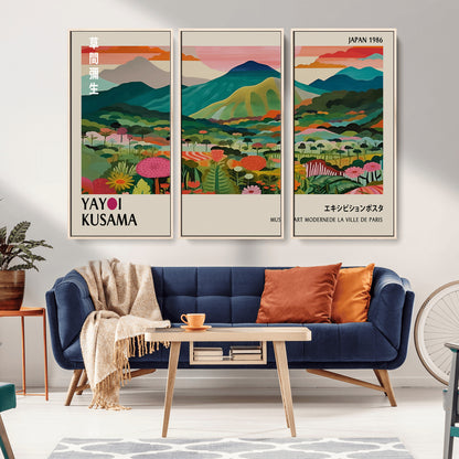 54215-MGV-CV-36X24-Yayoi Kusama Wall Art – Panoramic Japanese Landscape Canvas Print, Modern Abstract Nature Decor for Office, Bedroom or Living Room