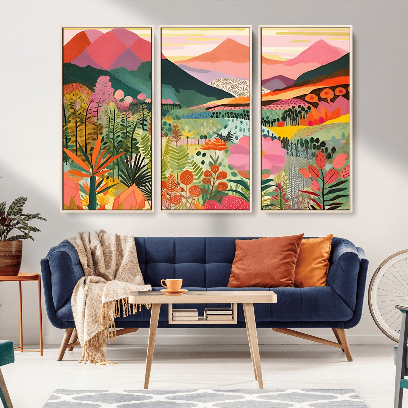 93460-MGV-CV-36X24-Blooming Valley Wall Art – Panoramic Colorful Mountain Landscape Canvas Print, Modern Floral Decor for Office, Bedroom or Living