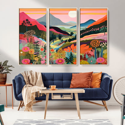 61376-MGV-CV-36X24-Floral Valley Wall Art – Panoramic Mountain Landscape Canvas Print, Vibrant Nature Decor for Living Room, Office, or Bedroom