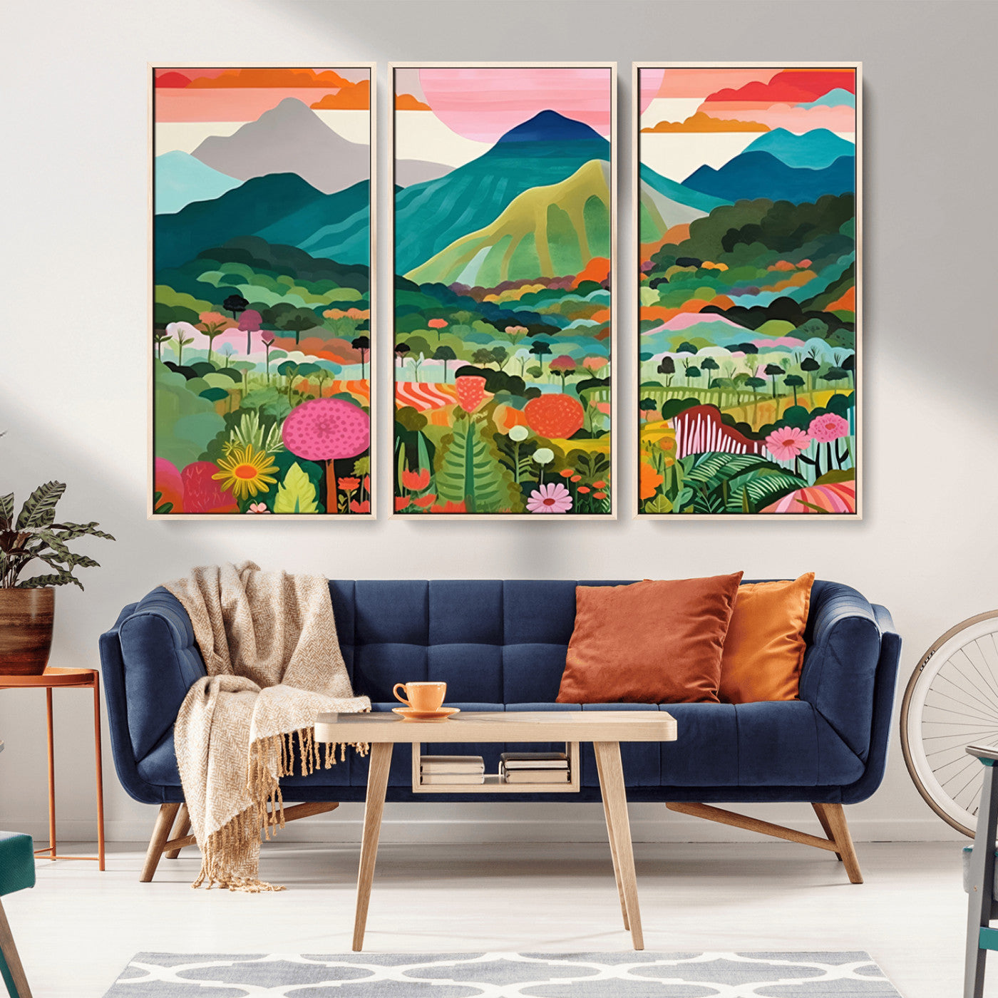 60845-MGV-CV-36X24-Tropical Mountain Landscape Wall Art – Colorful Botanical Nature Canvas Print, Vibrant Jungle Scenery Artwork for Living Room,